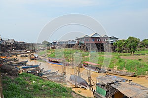Floating village .Kompong Phluk on Lake Tonle Sa photo