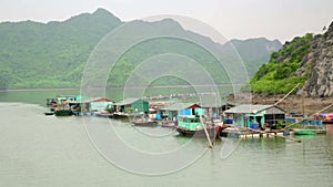 floating village at limestone islands,Halong Bay,Vietnam
