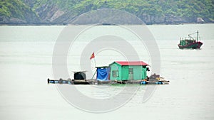 floating village at limestone islands,Halong Bay,Vietnam