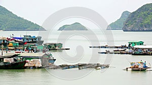 floating village at limestone islands,Halong Bay,Vietnam