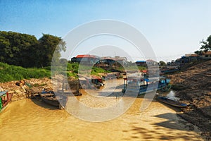 Floating Village on the river in Cambodia, Pean Bang, Tonle Sap Lake