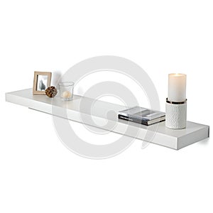 Floating wall shelf isolated on white background