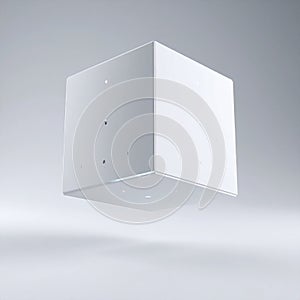 Floating White Cube on a Minimalist Background