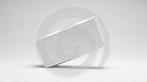 Floating white rectangle isolated on white background