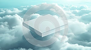 Floating White Rectangular Platform Amongst Clouds