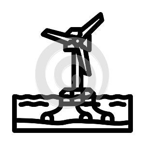floating wind turbine line icon vector illustration