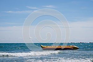 Floating  yellow  banana   boat ride  .