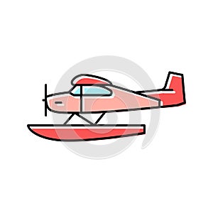 floatplane airplane aircraft color icon vector illustration