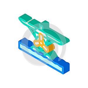 floatplane airplane aircraft isometric icon vector illustration