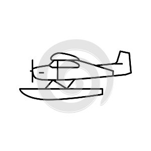 floatplane airplane aircraft line icon vector illustration