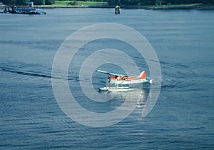 Floatplane Taxiing in Vancouver Harbor