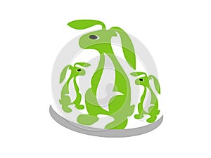 A flock of kangoroo flying in the garden illustration logo