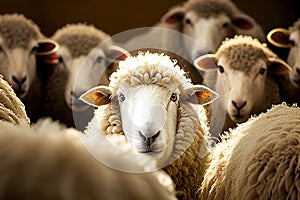 A flock of sheep. Ai generative