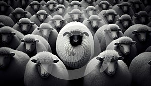 A flock of sheep. Ai generative