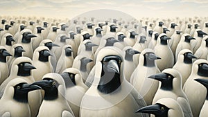 flock of white crows crowd concept similar individuality funny abstract cg motion bakcground
