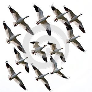 Flocking Birds isolated on white background