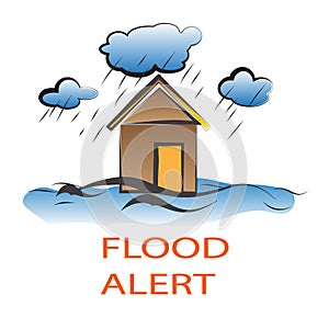 Flood Alert Sign and Illustration