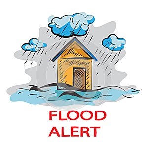 Flood Alert Sign and Illustration