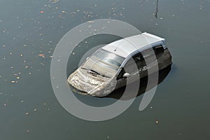 A Flood Car at in Parking Lot in Bangkok