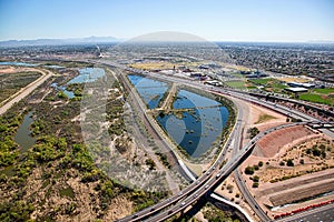 Flood control, freeways and bike path photo