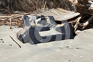 Flood debris buried by sand