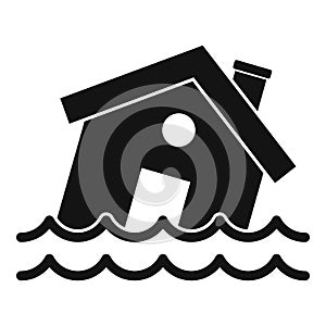 Flood destroy house icon, simple style