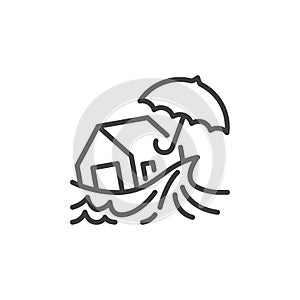 Flood Insurance line icon