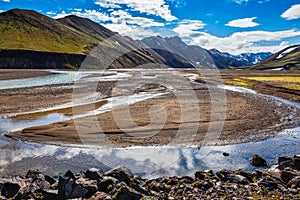 The flood of meltwater flooded the road