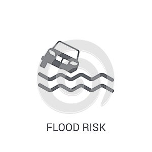 Flood risk icon. Trendy Flood risk logo concept on white background from Insurance collection