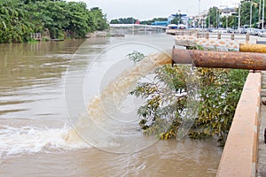 Flood water being pumped