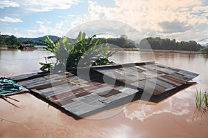 Flood water to the edge of the house\'s roof in Thailand. El NiÃ±o and La NiÃ±a phenomena. photo