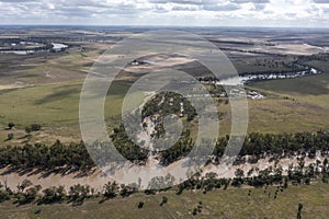 Flood waters from the  Condamine river