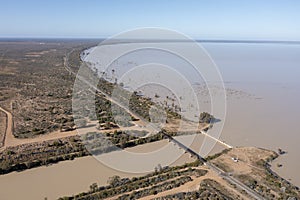 Flood waters from the Darling river .