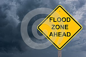 Flood Zone Ahead Caution Sign photo