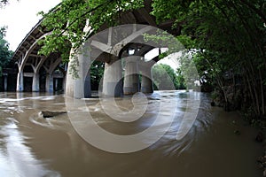 Flooded Barton Creek, Memorial Flood in Austin Texas.