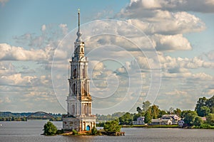 Flooded belfry in Kalyazin, Russia