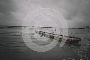 Flooded boat dock