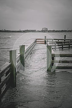 Flooded boat dock