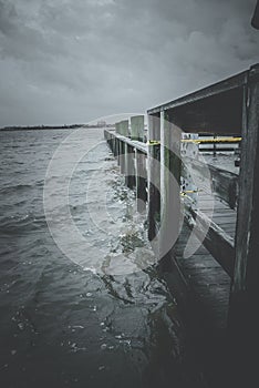 Flooded boat dock