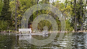 Flooded Boat dock with a Bench