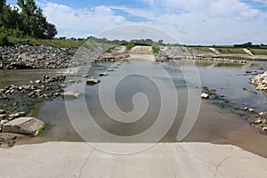 Flooded Concrete River Crossing