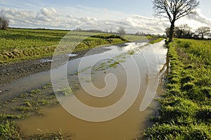 A flooded country lane in Brittany photo