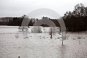 flooded countryside in the north west of germany