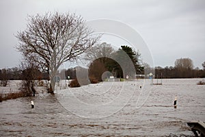 flooded countryside in the north west of germany