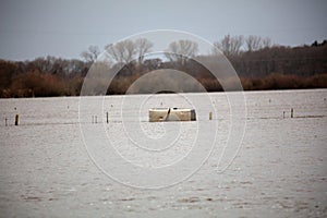 flooded countryside in the north west of germany