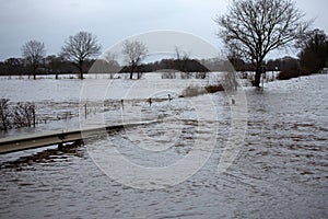 flooded countryside in the north west of germany