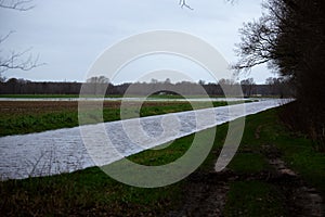 flooded countryside in the north west of germany