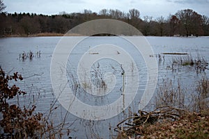 flooded countryside in the north west of germany