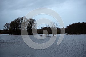 flooded countryside in the north west of germany