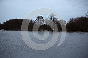 flooded countryside in the north west of germany